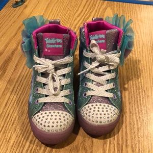 Skechers Twinkle toes zip on sneakers.  Worn TWICE.  size 12.5